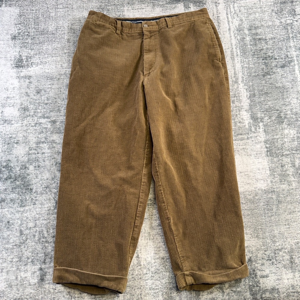 VTG Y2K J Crew Corduroy Pants Mens 32x25 Brown Wide Wale Trousers Cuffed READ